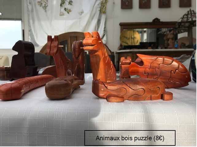 Animaux puzzle bois  simple girafe, poisson 8€ (Ref : J_04)